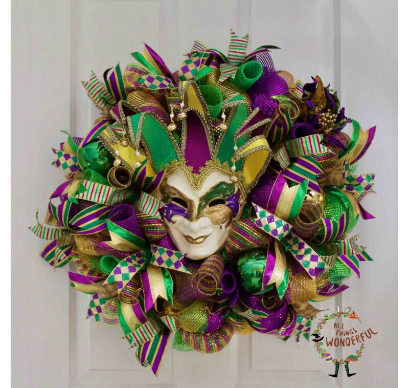 mardi gras wreath mesh